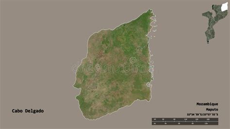 Cabo Delgado Province Of Mozambique Zoomed Satellite Stock