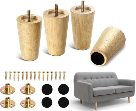 Buy Wood Furniture Legs 4 Inches Legs For Furniture Set Of 4 Tapered Solid Wooden Sofa Legs