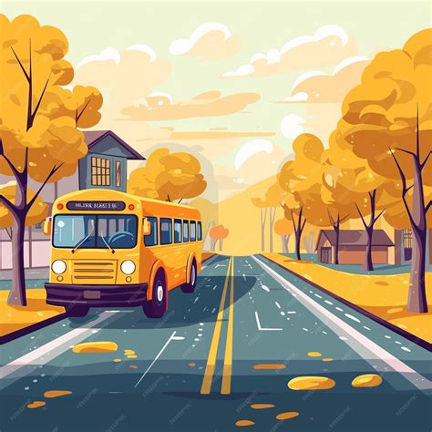 Premium AI Image | School bus flat illustration Back to school illustration school bus and students