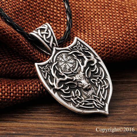 Legendary Viking Vegvisir Eikthyrnir Deer Talisman Necklace