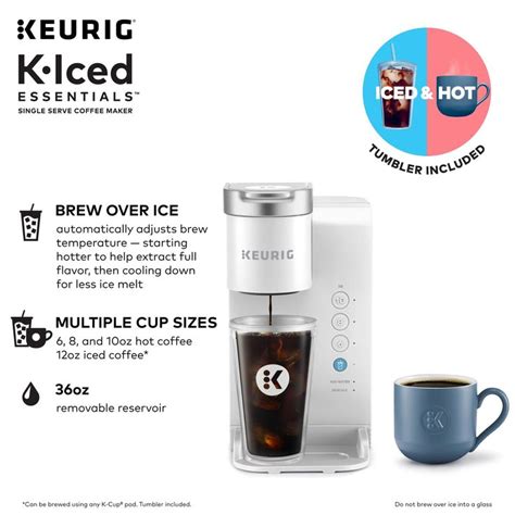 Keurig K Iced Essentials White Iced And Hot Single Serve K Cup Pod Coffee Maker Walmart