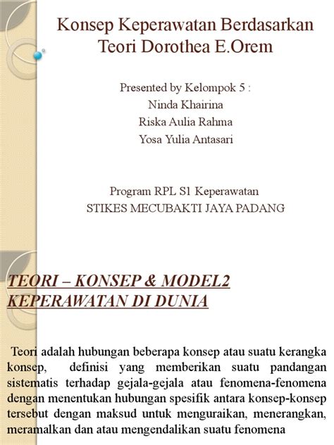Konsep Keperawatan Berdasarkan Teori Dorothea Eorem Pdf