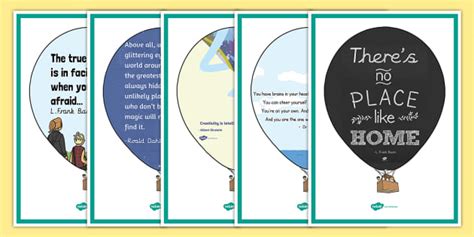 Reading Corner Display Posters Quotes On Hot Air Balloons