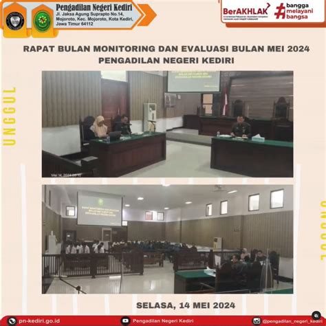 Pengadilan Negeri Kediri Melaksanakan Rapat Monitoring Dan Evaluasi