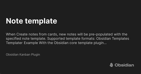 Note Template Obsidian Kanban Plugin Obsidian Publish