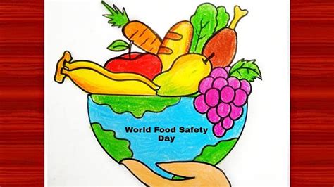 the world food safety day poster is displayed on a wooden background ...