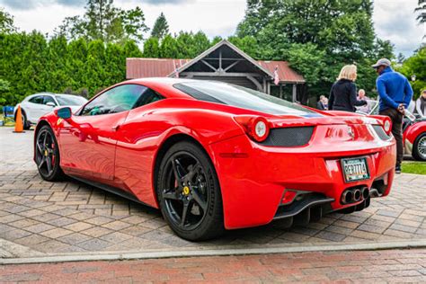 ferrari car rear view luxury stock  pictures royalty
