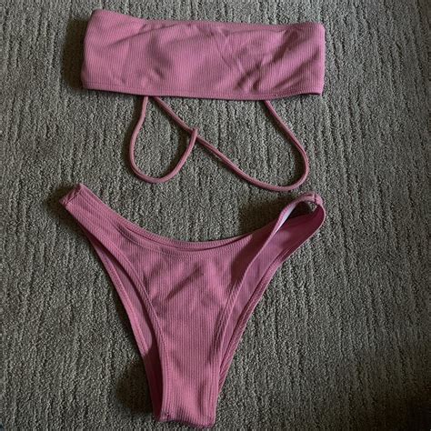 Light Pink Strapless Bikini Says Medium But Could Depop