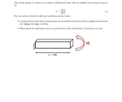 Solved The Strain Energy U Stored In An Elastic Cantilevered Chegg