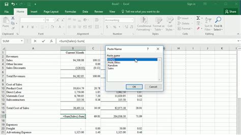 Using Named Ranges In Excel Youtube