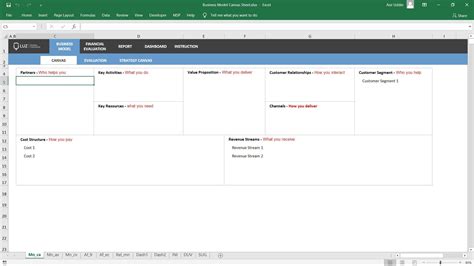 Business Model Canvas Excel Spreadsheet Template - LUZ Templates