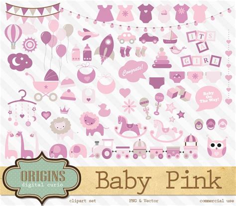 Pink Baby Shower Vector Clipart | Pink baby shower, Baby shower clipart ...