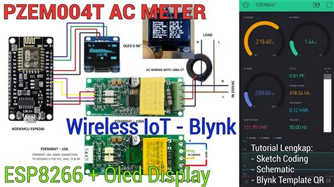 Wireless IoT AC Meter PZEM004T ESP8266 Oled Display Via Blynk