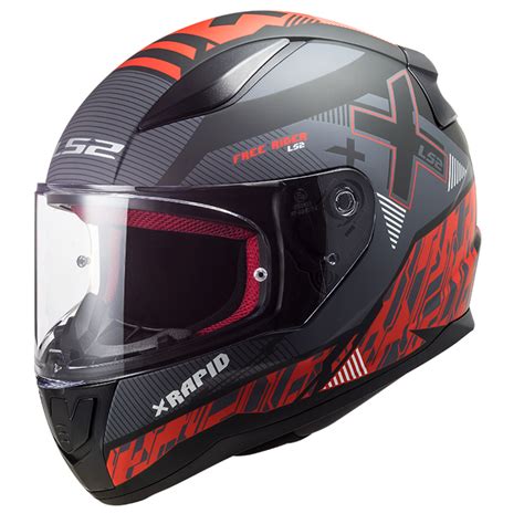 Casco Ls Ff Rapid Xtreet Matt Black Red Motomania