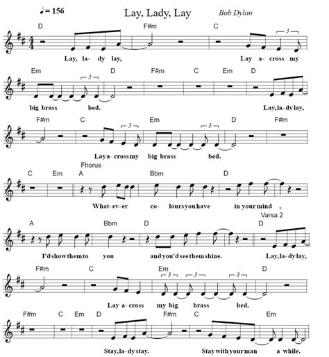 Lay Lady Lay Sheet Music By Bob Dylan Tenor Banjo Tabs