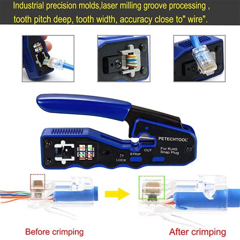 PETECHTOOL RJ45 Crimp Tool All In One Crimping Tool Ethernet Wire