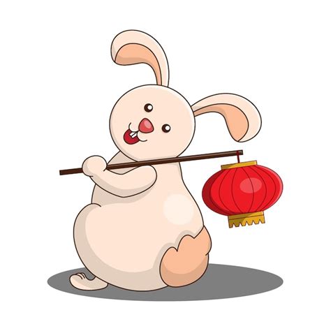 Premium Vector | Rabbit with lantern chinese new year