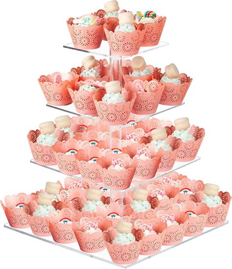 Soporte Para Cupcakes Soporte Cuadrado De Acr Lico De Niveles Torre