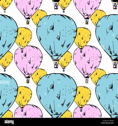 Vector Seamless Pattern Of Hot Air Baloon Stock Vector Image Art Alamy