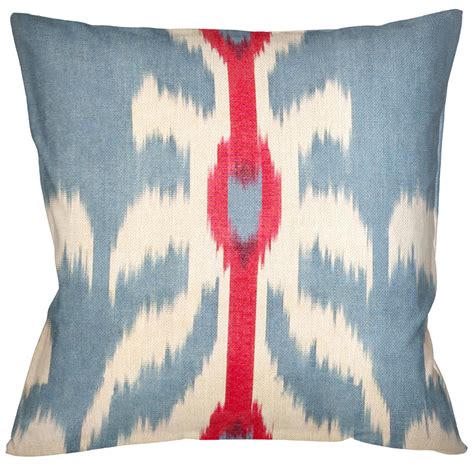 Декоративная подушка Ikat Pattern Голубая с красной линией по цене 2 ...