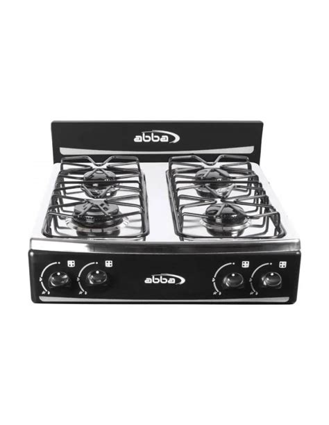 Estufa de mesa ABBA 4 puestos gas Natural Inox Negra Almacén MAU