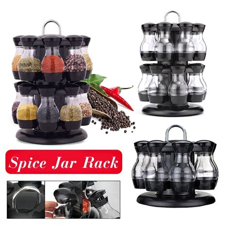 Kitchen Storage Holder Condiments Container 816 Jar Rotating Spice