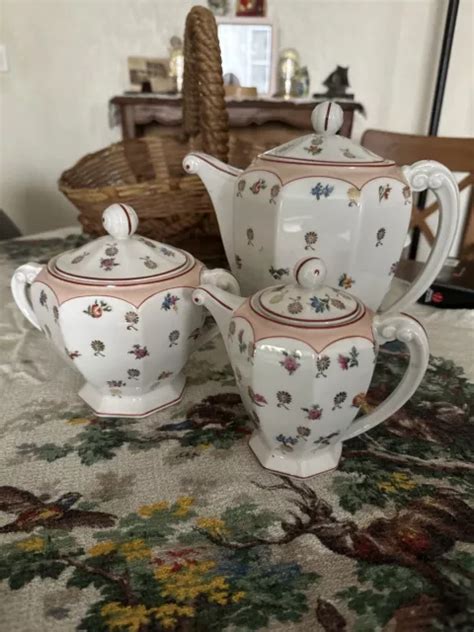 ANCIENNE CAFETIÈRE SUCRIER POT À lait Limoges SA Porcelaine France EUR