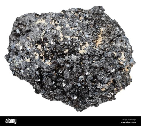 Macro Shooting Of Natural Rock Black Cryslals Of Perovskite Mineral