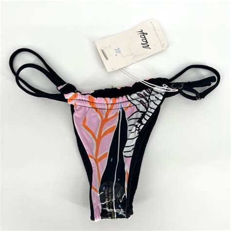 Maaji Swim Maaji Selva Split Strap Reversible Thong Bikini Bottoms Blackpink Floral Print