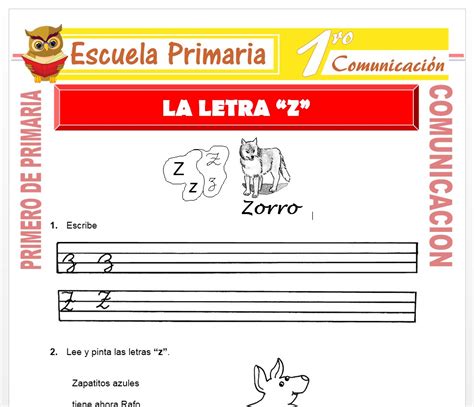 La Letra Z De Primero De Primaria Escuela Primaria