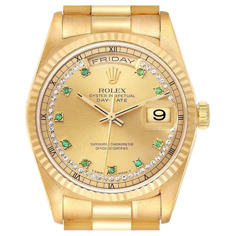 Rolex Day Date President Yellow Gold String Diamond Sapphire Mens Watch 18238 For Sale At 1stdibs