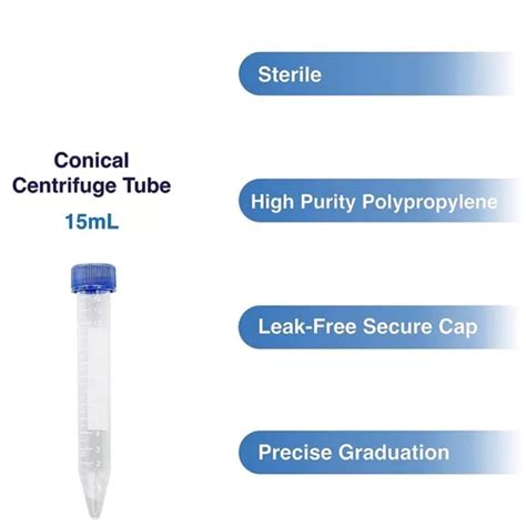 SCIENTIFIC CONICAL CENTRIFUGE Tubes 15ML 50 Pack Plastic Test Tube