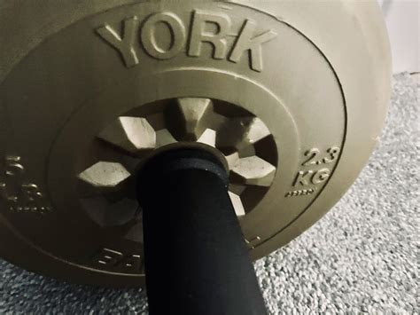 York 11kg Adjustable Dumbbell Weights Set W 8 Vinyl Plates Bars