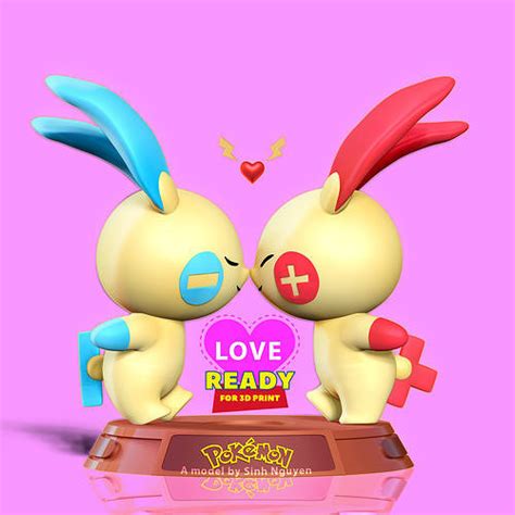 Plusle And Minun Pokemon Fanart 3d Model 3d Printable Cgtrader