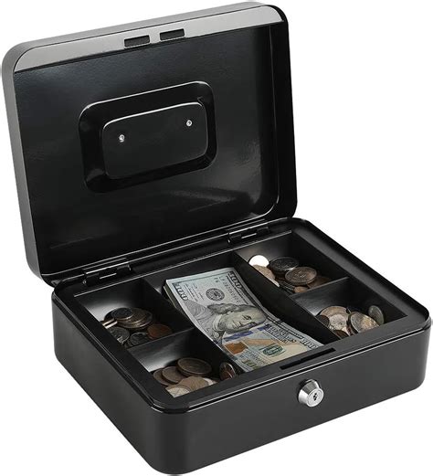 Amazon KYODOLED Medium Cash Box With Money Tray Small Safe With