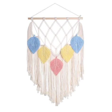 GD06323 Tenture Murale en Macramé Fait à la Main Plume Boho DéCoration