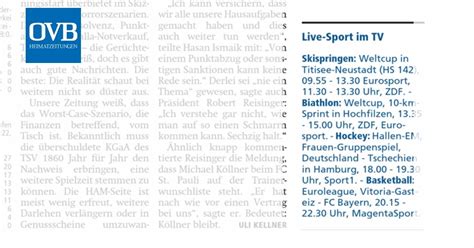 Live Sport Im TV OVB Heimatzeitungen