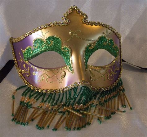 Venetian Mask Veil Purple Green And Gold Prom Mardi Gras Masquerade