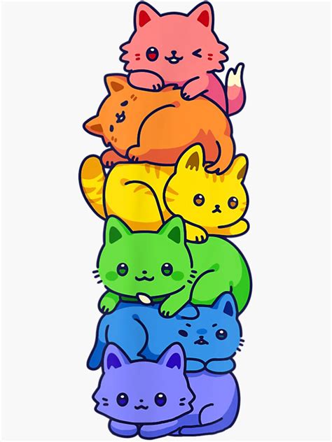 Lesbian Gay Pride Cat Lgbt Kawaii Cats Pile Cute Anime Rainbow Flag Lgbtq 1 Sticker For Sale