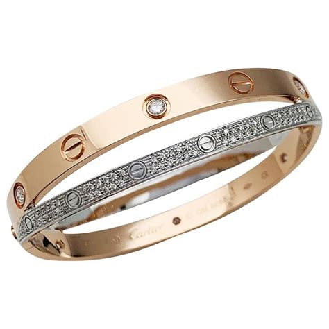 Cartier Bracelet Love Pavé Pink And White Gold Diamants Pink Gold