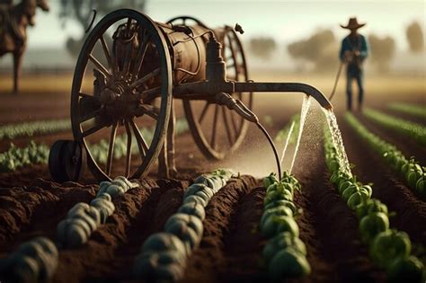 Agricultor Regando Sus Plantas Red Neuronal Ia Generada Foto Premium