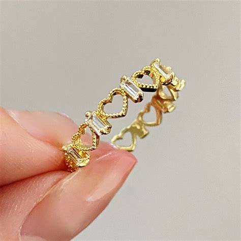 New Fashion Cz Zirconia Crystal Gold Color Exquisite Heart Shape Hollow