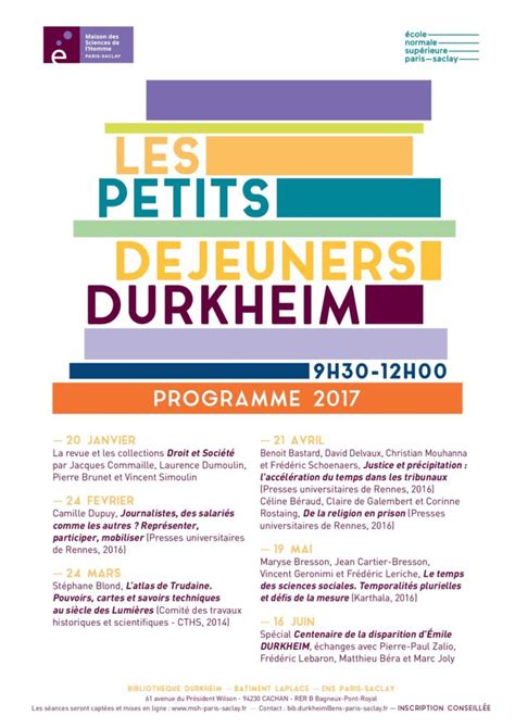 Petits déjeuners Durkheim 16 06 2017 Maison des Sciences de l Homme