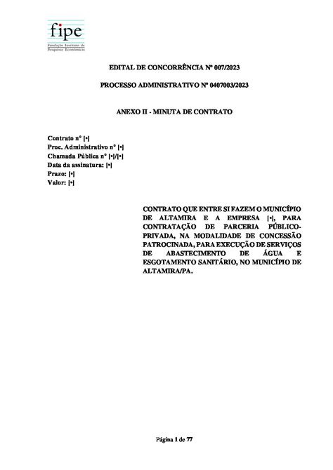 Anexo I Minuta De Contrato Prefeitura Municipal De Altamira