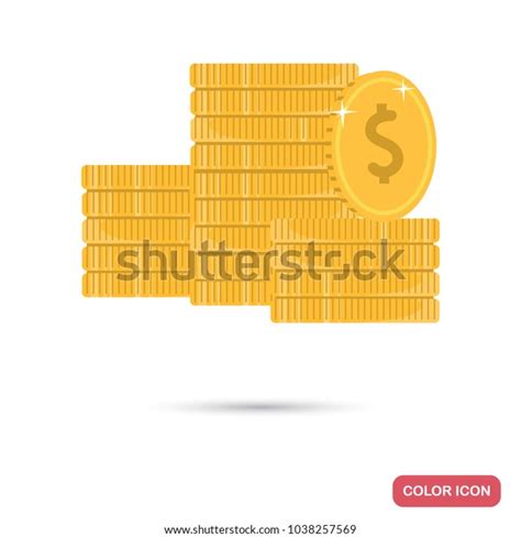 Pile Gold Coins Color Flat Icon Stock Vector Royalty Free 1038257569