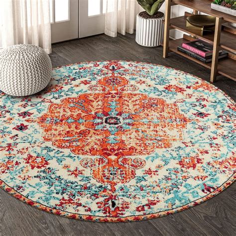 Amazon Lahome Bohemian Floral Medallion Round Rug Ft Soft