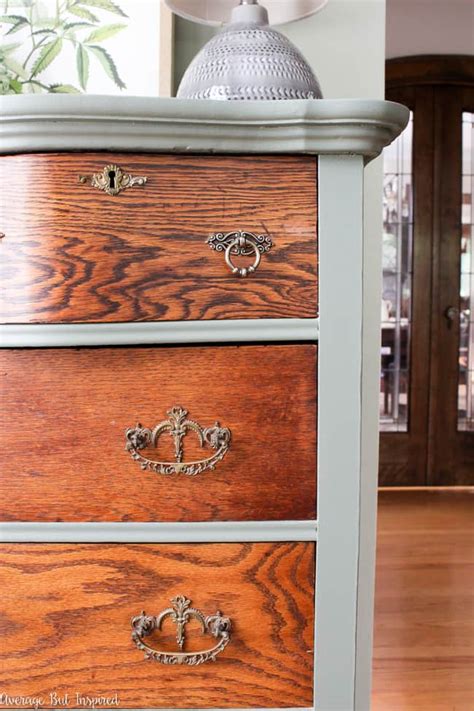 Two Tone Dresser Makeover In Cypress Vine Green And Wood