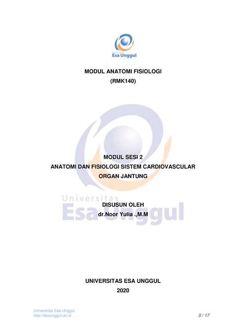 Modul Sesi 2 RMK140 Anatomi Fisiologi Universitas Esa Unggul