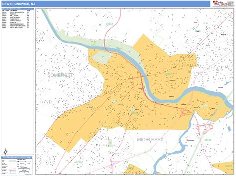 New Brunswick New Jersey Wall Map Basic Style By Marketmaps Mapsales