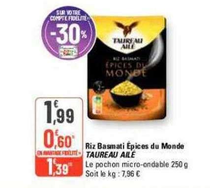 Offre Riz Basmati Pices Du Monde Taureau Ail Chez G